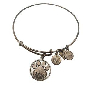 Alex And Ani Rafaelian Silver Expandable Bracelet With Bear Paw Charm